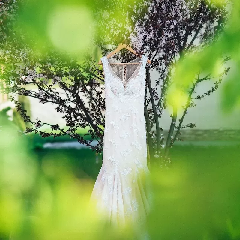 perfect white wedding dress on the wedding day